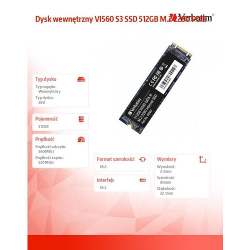 Dysk wewnętrzny VI560 S3 SSD 512GB M.2 2280 SATA-1246183