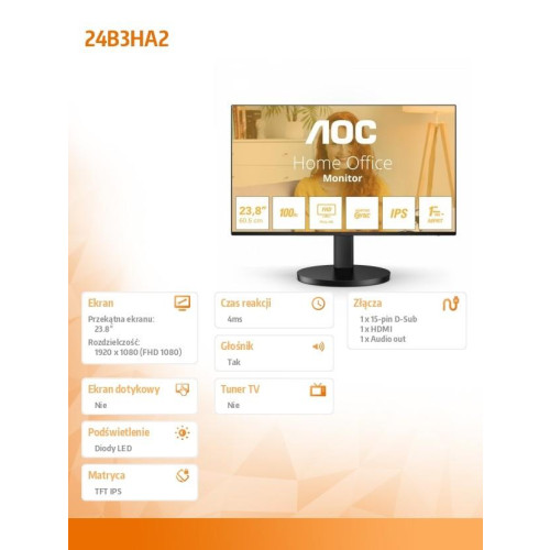 Monitor 24B3HA2 23.8 cala IPS 100Hz HDMI Głośniki-12724914