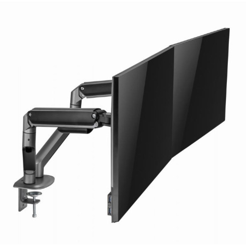 Ramię biurkowe na 2 monitory 17-32 cali 9kg szare-12725316