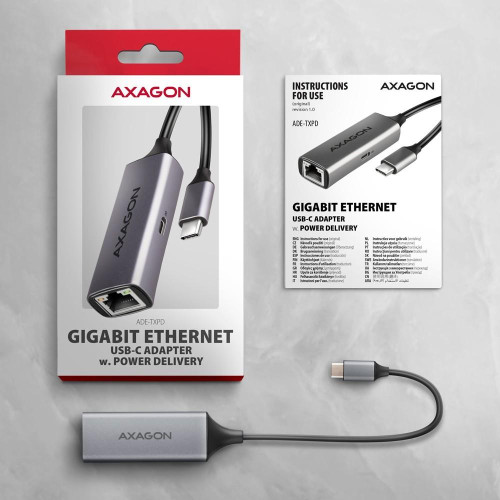 ADE-TXPD Karta sieciowa Gigabit Ethernet adapter, USB-C 3.2 Gen 1, instalacja automatyczna, Asix AX8817, PD 100W-1272596