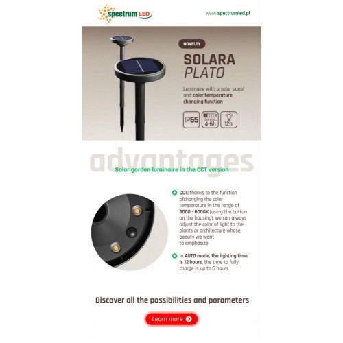 Solarna lampa ogrodowa Solara Plato CCT IP65-12728889