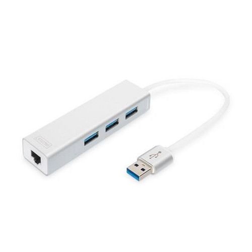 HUB 3-portowy USB 3.0 SuperSpeed z LANGigabit LAN adapter, aluminium-12887065