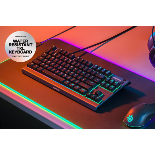 Klawiatura gamingowa SteelSeries Apex 3 Tenkeyless Klawiatura do gier Światło LED RGB Amerykańskie przewodowe przełączniki Whisper-Quiet-12998987