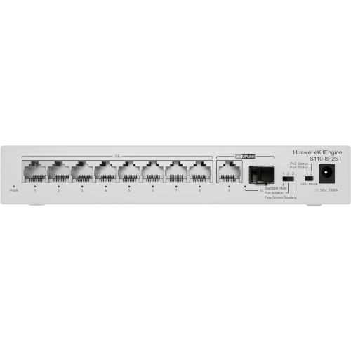 Huawei S110-8P2ST | Switch | 8x GE PoE+, 1x SFP, 1x GE, 124W, AC-13001658