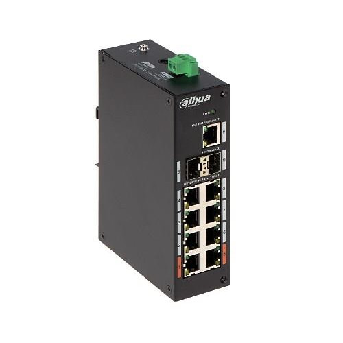 Dahua Swith 11-portowy przełącznik z 8 portami gigabit PoE 8x RJ45 1000M (zasilanie PoE) 2x SFP 1000M 1x RJ45 1000M PFS3