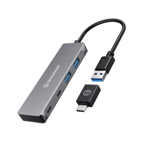 Koncentrator USB Graugear, 4 porty, 2x USB-A, 2x USB-C, z adapterem USB-C-13012624