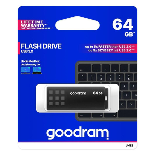 Pendrive GoodRam UME3 UME3-0640K0R11 (64GB; USB 3.0; kolor czarny)-1302199