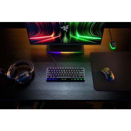 Razer Optyczna klawiatura do gier Huntsman Mini 60% światło LED RGB, NORD, przewodowa, czarna, przełącznik analogowy-130