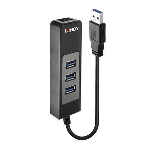 Lindy 43176 Hub USB 3.0 3 Ports, RJ-45-13097587