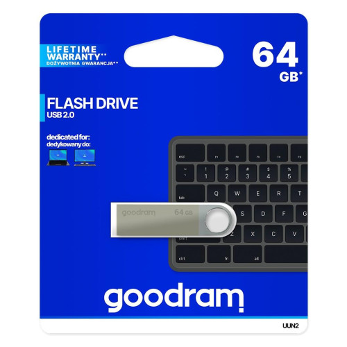Pendrive GoodRam UUN2 UUN2-0640S0R11 (64GB; USB 2.0; kolor srebrny)-1311303