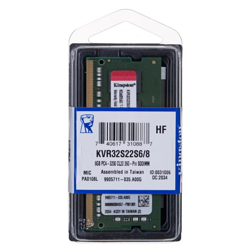 KINGSTON DDR4 SODIMM 8GB 3200MHz CL22 1Rx16-1291471