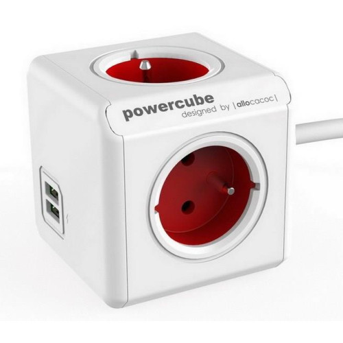 Przedłużacz allocacoc PowerCube Extended USB 2402RD/FREUPC (1,5m; kolor czerwony)-1320259
