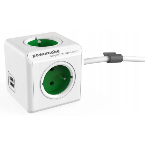 Przedłużacz allocacoc PowerCube Extended USB 2402GN/FREUPC (1,5m; kolor zielony)-1320266