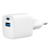Mini-ładowarka USB-A USB-C 20W PD QC3.0 biała