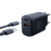 Ładowarka sieciowa 20W 1xUSB-C +USB-A PD QC bez kabla Czarna-13465121