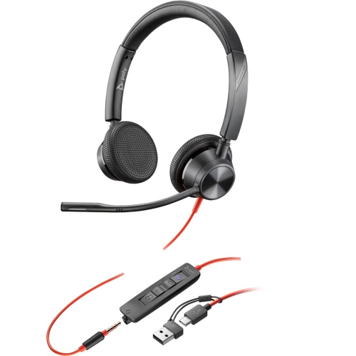 Poly Blackwire 3325 Stereo Microsoft Teams Certified USB-C Headset +3.5mm Plug +USB-C/A Adapter-13446791