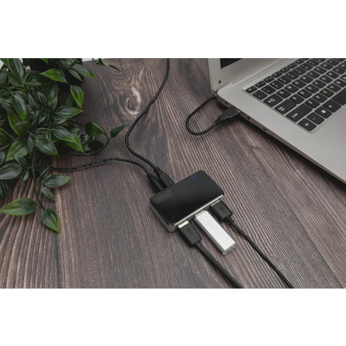 HUB/Koncentrator 4-portowy USB 2.0 HighSpeed, aktywny, czarno-srebrny-13456387