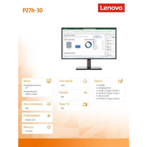 Monitor ThinkVision P27h-30 27 cali 63A1GAT1EU-13458580