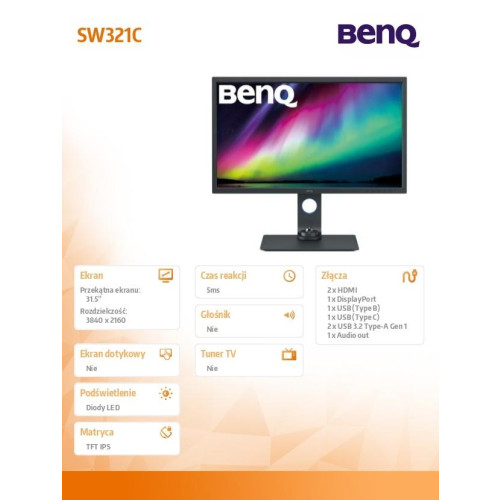 Monitor 31.5 cala SW321C 4K LED 4ms/4K/1000:1/HDMI-13459600
