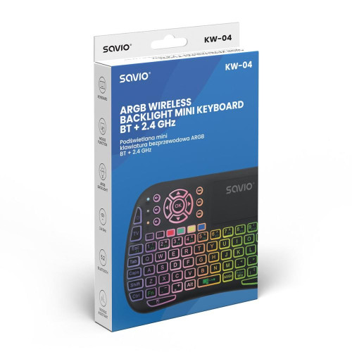 Podświetlana klawiatura bezprzewodowa RGB BT + 2.4 GHz , TV Box, Smart TV, Konsole, PC, KW-04-13460854
