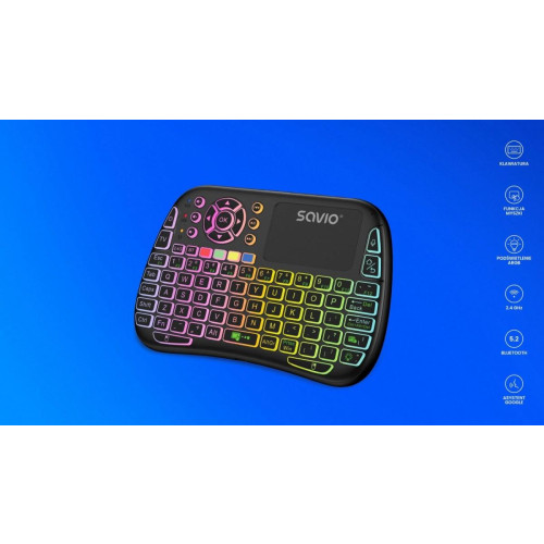 Podświetlana klawiatura bezprzewodowa RGB BT + 2.4 GHz , TV Box, Smart TV, Konsole, PC, KW-04-13460857