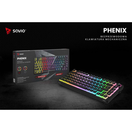 Klawiatura mechaniczna bezprzewodowa PHENIX, Gateron Yellow Pro, Pudding-13461175