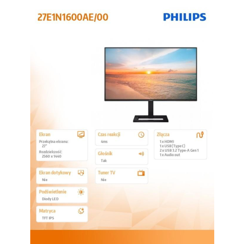Monitor 27 cali 27E1N1600AE IPS 100Hz HDMI USB-C HAS-13461725