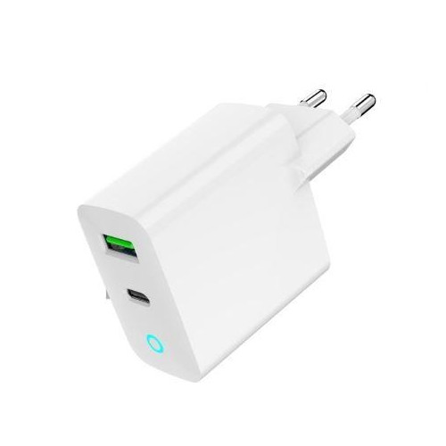 Ładowarka USB-A USB-C LED 20W PD QC3.0 biała-13462171