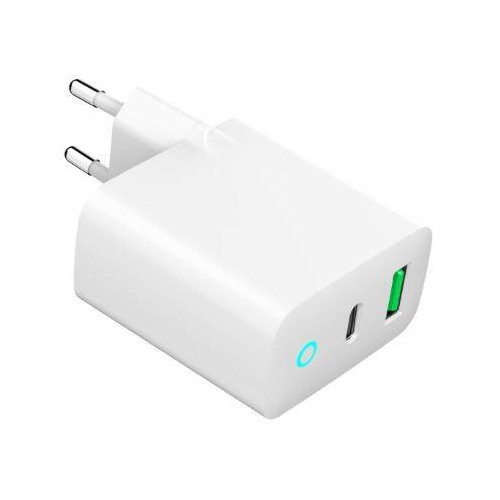 Ładowarka USB-A USB-C LED 20W PD QC3.0 biała-13462173