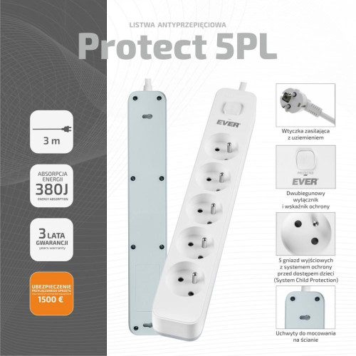 Listwa zasilająca PROTECT 5PL 3M T/LZ12-PRO030/0000-13462591