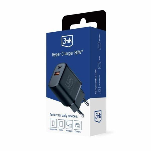 Ładowarka sieciowa 20W 1xUSB-C +USB-A PD QC bez kabla Czarna-13465118