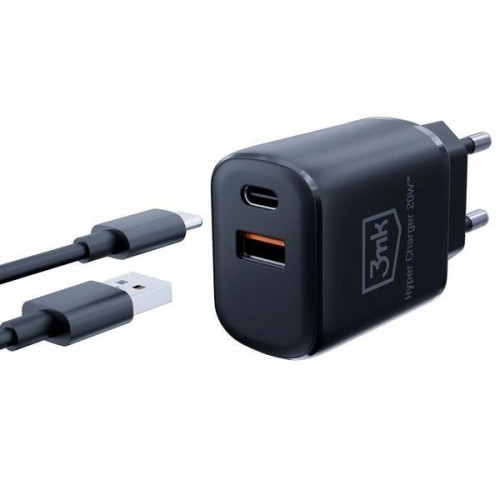 Ładowarka sieciowa 20W 1xUSB-C +USB-A PD QC bez kabla Czarna-13465121