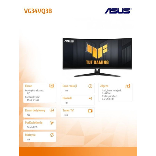 Monitor 34 cale VG34VQ3B WQHD 180Hz DP HDMI TUF 1500R-13465469