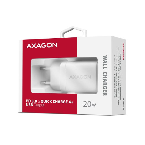 ACU-PD20W Ładowarka sieciowa PD 20W, 1x port USB-C, PD3.0/QC3.0/AFC/FCP/Apple Biała-13465516