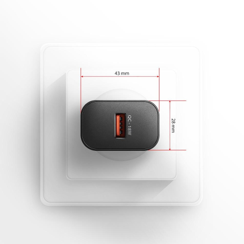 ACU-QC18 Ładowarka sieciowa QC 18W, 1x port USB-A, QC3.0/AFC/FCP/SMART Czarna-13465539