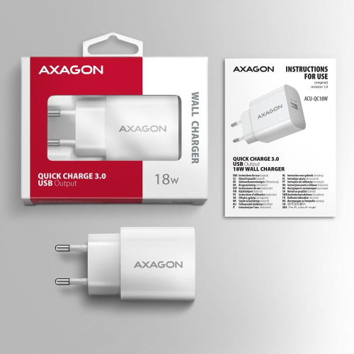 ACU-QC18W Ładowarka sieciowa QC 18W, 1x port USB-A, QC3.0/AFC/FCP/SMART Biała-13465548