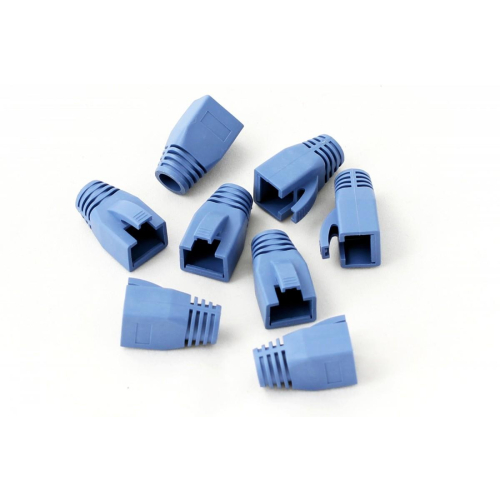 Osłonka na wtyk RJ45, na kable o średnicy do 7,5mm, opakowanie 100 szt. Niebieska
