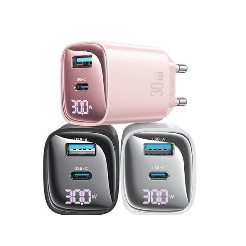 Ładowarka sieciowa 30W GaN LED USB+USB-C CC229 Fast Charging czarna-13467081