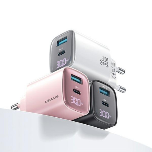Ładowarka sieciowa 30W GaN LED USB+USB-C CC229 Fast Charging czarna-13467082