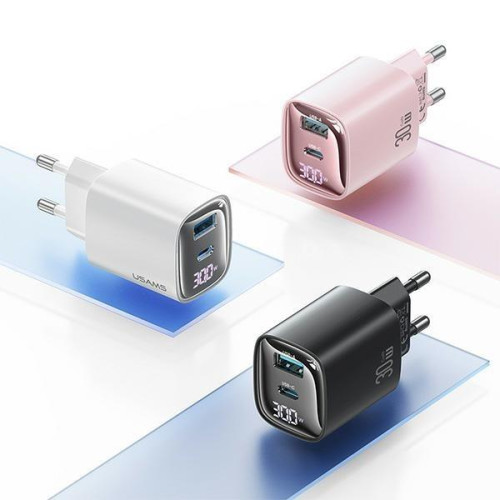 Ładowarka sieciowa 30W GaN LED USB+USB-C CC229 Fast Charging Biała-13467087