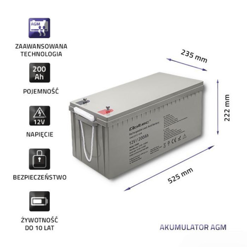 Akumulator AGM | 12V | 200Ah | max. 3000A-13633126