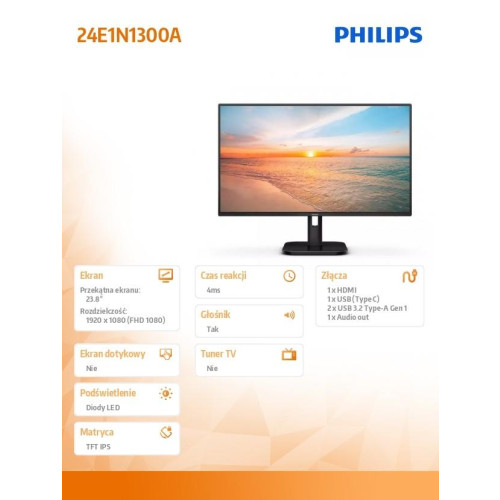 Monitor 24E1N1300A 23.8 cala IPS 100Hz HDMI USB-C Głośniki-13634647