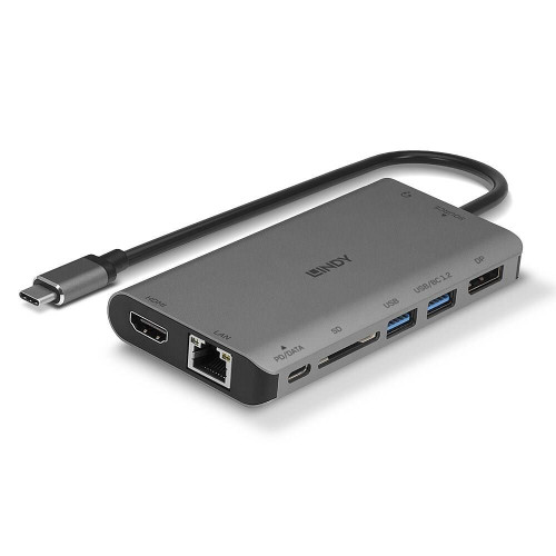 Lindy 43323 stacja dokująca Przewodowa USB 3.2 Gen 1 (3.1 Gen 1) Type-C Czarny, Szary-13764517