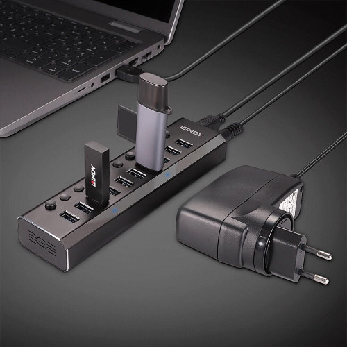 Lindy 43370 huby i koncentratory USB 3.2 Gen 1 (3.1 Gen 1) Type-B 5000 Mbit/s Czarny-13775534