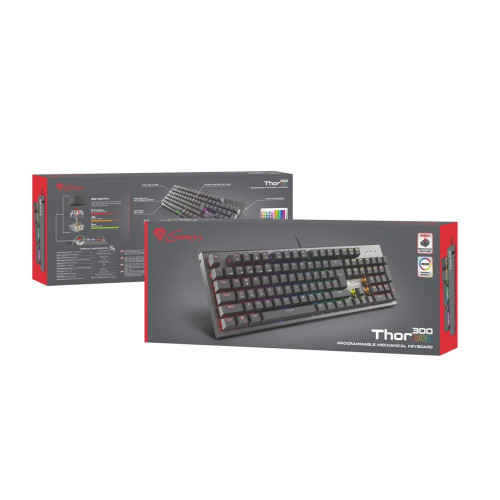 KLAWIATURA DLA GRACZY GENESIS THOR 300 RGB ES PODŚWIETLENIE MECHANICZNA RED SWITCH SOFTWARE-13776878