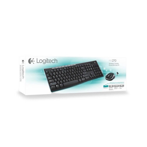 Logitech Wireless Combo MK270 klawiatura Dołączona myszka Uniwersalne USB AZERTY Francuski Czarny-13778173