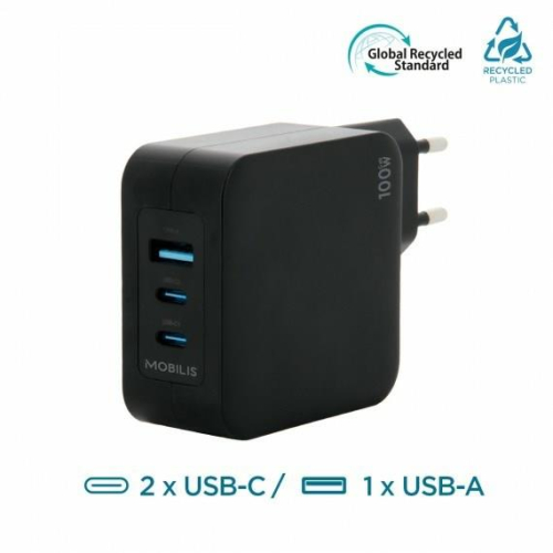 Mobilis Charger 100W 2USB C 1USBA GaN cable 100W Laptop, Smartfon, Tablet Czarny Prąd przemienny Wewnętrzna-13821270