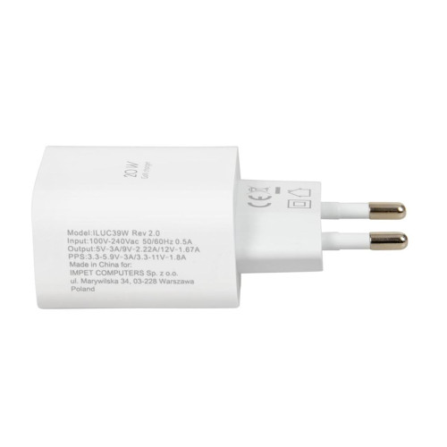ŁADOWARKA SIECIOWA I-BOX C-39 USB-C PD20W Z KABLEM-13821546