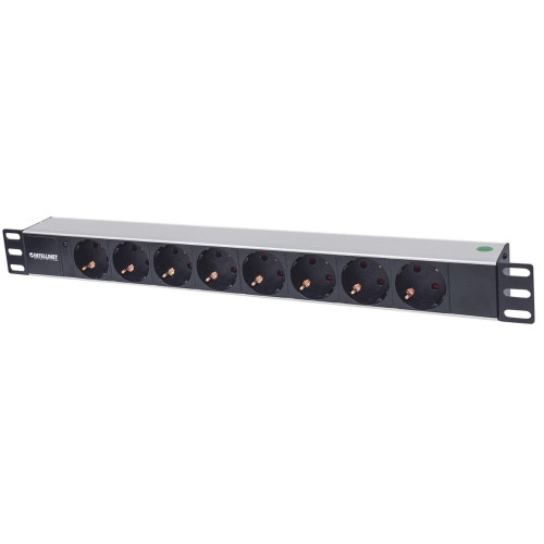 Intellinet 714037 rozdzielacz zasilania PDU 8 x gniazdo sieciowe 1U Aluminium, Czarny-13822473