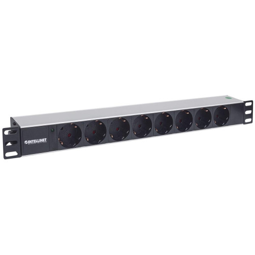 Intellinet 714037 rozdzielacz zasilania PDU 8 x gniazdo sieciowe 1U Aluminium, Czarny-13822474